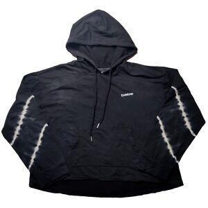 BEBE SPORT Women Size XL Black Tie Dye Cropped Hoodie‎ NEW